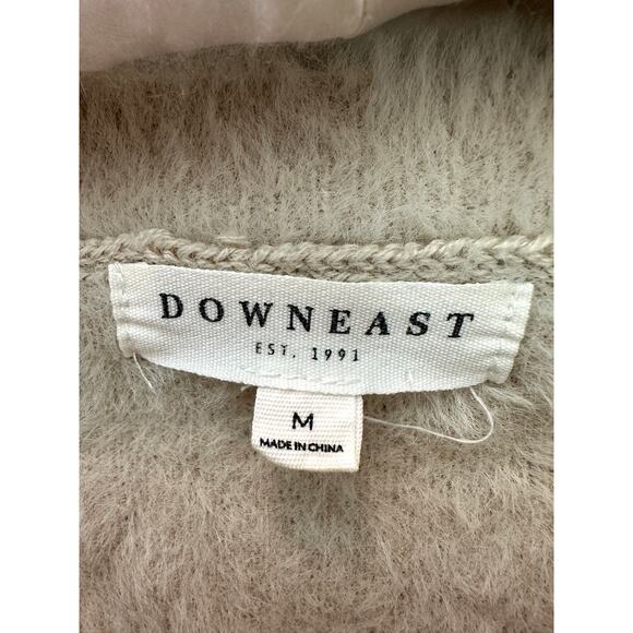 DOWNEAST | Beige Neutral Cozy Fuzzy Crewneck Cropped Everyday Sweater | Medium - Picture 5 of 6